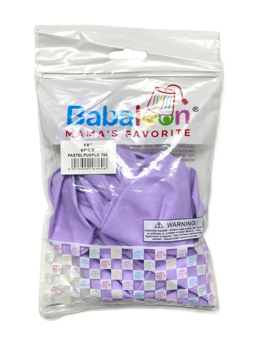 Pastel Purple Latex Balloons. Package includes 6 count, 18 inch uninflated balloons.
