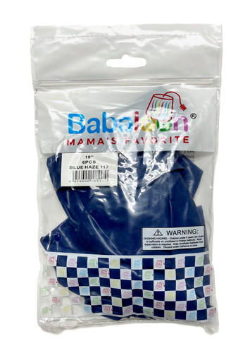 Blue Haze Latex Balloons. Package includes 6 count, 18 inch uninflated balloons.