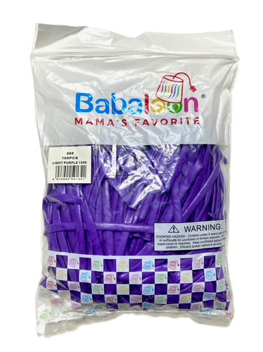 Light Purple Long Twist Latex Balloons. Package includes 100 count 2in x 60in balloons.