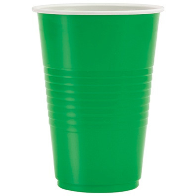 Bright Green Plastic Cups. These plastic cups feature a green color and a raised grip, and should only be used for cold drinks. Package includes 50 count 16oz cups.