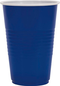 Bright Navy Plastic Cups. These plastic cups feature a navy blue color and a raised grip, and should only be used for cold drinks. Package includes 50 count 16oz cups.