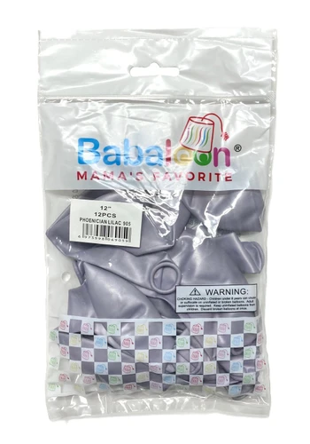 Luster Phoenician Lilac Latex Balloons. Package includes 12 count, 12 inch uninflated balloons.