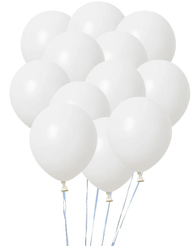 Dozen Balloons Grouped together in the color white