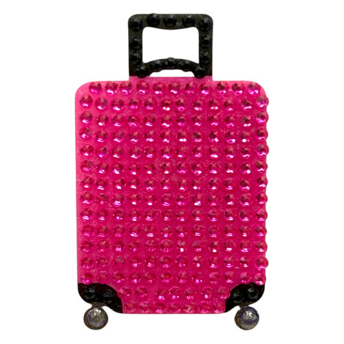Stickerbeans Rhinestone Sticker - Suitcase. This sparkly sticker features a pink suitcase with black wheels and handle. Package includes 1 count sticker measuring about 1.25in x 2in.