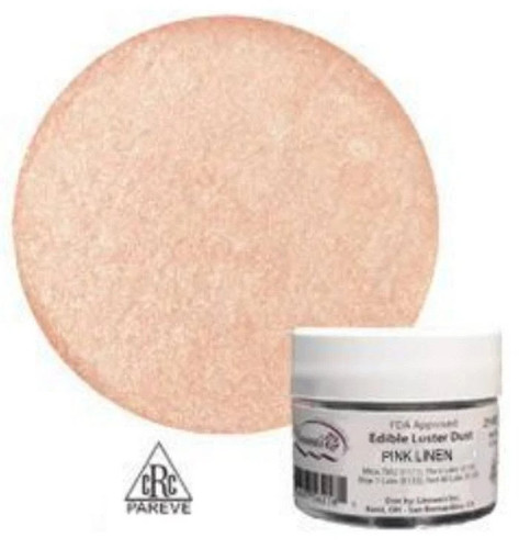 Edible Luster Dust - Pink Linen. This luster dust is in a blush pink color. Net WT .25oz.