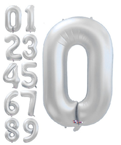 Jumbo Number Mylar Balloons - Silver Matte
