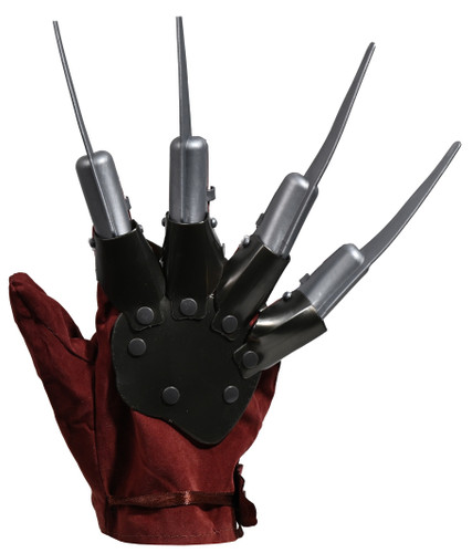 Nightmare Creep Glove. This iconic clawed glove has dulled plastic edges, making it safe to wear. Meant for the right hand. One size fits most adults and older teens.