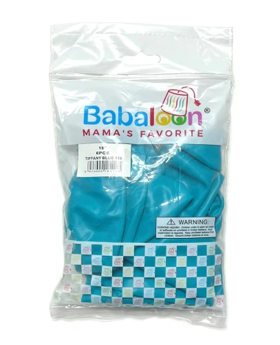 Tiffany Blue Latex Balloons. Package includes 6 count, 18 inch uninflated balloons.