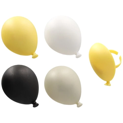 Classic Balloon Cupcake Rings. This set includes an assortment of gold, silver, black, and white balloon shaped cupcake rings. Amount of each color will vary. Package includes 6 count rings measuring 1.5in x 1.45in x 1.2in.