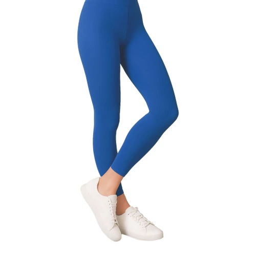 Adult Footless Tights - Blue. These blue polyester tights cut off at the ankles.  One size fits most adults.