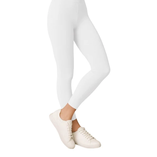 Adult Footless Tights - White. These white polyester tights cut off at the ankles.  One size fits most adults.