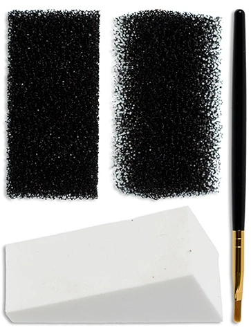 3 Piece Makeup Applicator Set. This set features a makeup sponge, stipple sponge, and makeup brush.