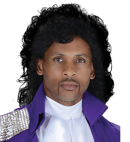 Pop Star Wig. This wig of long curly black synthetic hair is perfect for retro pop star styles. May require additional styling to achieve desired look.