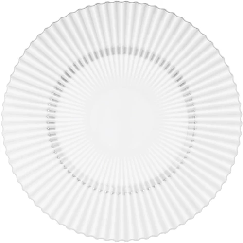 Clear Crystal Plastic Plates. These disposable but durable clear plastic plates have a decorative faceted trim. Package includes 10 count 11in plates.