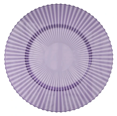 Amethyst Crystal Plastic Plates. These disposable but durable translucent purple plastic plates have a decorative faceted trim. Package includes 10 count 9in plates.