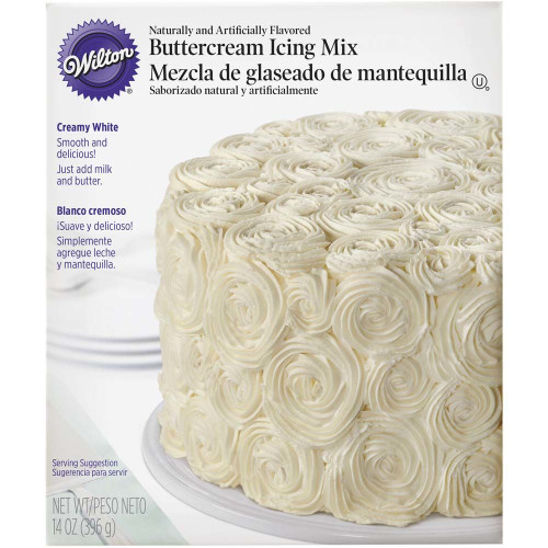Creamy White Buttercream Icing Mix. Perfect for all sorts of desserts, this medium consistency icing offers a smooth and creamy texture. Yields enough to ice a 2-layer 8in cake. 14oz.