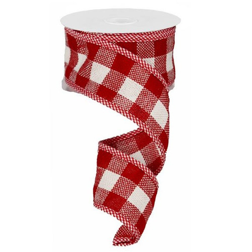 Red & Cream Check Burlap Ribbon 2.5in x 10yd Red & Cream Check Burlap Ribbon 2.5in x 10yd