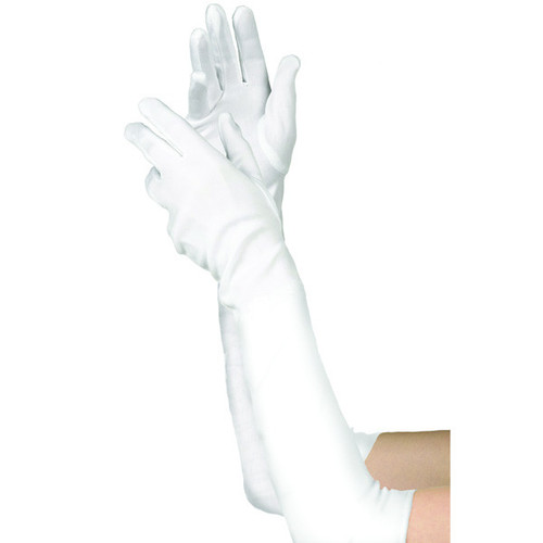Extra Long White Satin Gloves
