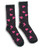 Ladies Valentine Printed Crew Socks. Size 9-11. Black with pink hearts.