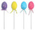 Iridescent Confetti Foam Easter Picks - Eggs in shimmering purple, yellow, blue, and pink. Package includes 4 picks of the same style, measuring 8.5in.