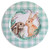 Easter Charger - Green Gingham with two Bunnies. Measures 13in.