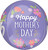 World’s Best Mom Orbz Balloon. This sphere shaped balloon features a purple background with a white and gold trophy filled with colorful flowers, along with "World’s BEST MOM" in purple with a gold shadow. Alternating segments feature "Happy MOTHER'S DAY" in white text with a darker purple shadow, surrounded by colorful flowers. Balloon is approximately 16 inches after inflation.