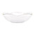 Scalloped Plastic Serving Bowl with Gold Rim. This clear plastic bowl features a scalloped rim with a gold foil edge. A bubbly decorative element sits at the bottom. Measures 9in, 2.75in tall, and holds up to 1.7qt.