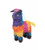 Mini Bull Pinata. Features bold colors, black horns, and a gold nose ring, measuring 8in.