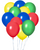 Dozen Balloons Grouped together 3 yellow, 3 red, 3 dark blue, and 3 mid green balloons.