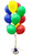 Dozen Balloons Grouped together 3 yellow, 3 red, 3 dark blue, and 3 mid green balloons.