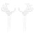 Skeleton Hands Picks. Made from clear plastic with a white print, each pick is shaped like a skeleton hand reaching upward. Package includes 6 count picks measuring 1.4in x 2.65in.