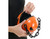 Evil Pumpkin Chain Purse. This spherical purse is orange with a mischievous jack o lantern face and a thick black chain for handles.