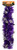 Glow in the Dark Halloween Tinsel - Purple Tinsel with Spiders. This 3ply foil tinsel has diecut characters that glow in the dark. Styles included black tinsel with ghosts, black tinsel with jack o lanterns, and purple tinsel with spiders. Desired style not guaranteed. Measures 9ft.