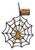 Spider Web Hanger - Gold. This black spider web with a black ribbon hanger is available with either a silver or a gold glitter spider. Desired color not guaranteed. Package includes 1 count hanger, measuring 11in.