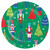 Joyful and Jolly Luncheon Plates. This set has two different designs. One has a green background with a pattern of white snowflakes, colorful stylized trees, and nutcrackers. Package includes 8 count paper plates measuring 8.75in.