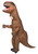 Inflatable T-Rex Child. This costume features a full body inflatable costume of a brown t-rex with green and darker brown stripes, battery operated fan, and attached gloves. Requires 4 AA 1.5 volt batteries, not included. One size fits most children up to size 14.