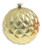 Coffered Ball Ornament - Pearl Gold. This plastic ornament is available in gold, red, and silver with a finish of metallic or pearl. Desired color and finish not guaranteed. Measures 4.7in.