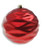 Wavy Ball Ornament - Pearl Red. This plastic ornament is available in gold, red, and silver with a finish of metallic or pearl. Desired color and finish not guaranteed. Measures 4.7in.