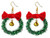 Christmas Earrings with Bell - wreath. This set of earrings includes a tiny gold bell shape, and is available in two designs. One is a green tinsel wreath with a red bow. Package comes with one set of earrings, ranging in measurement from 1in - 2in. Desired style not guaranteed.