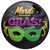 Mardi Gras Mask Pop Top - black. This round plastic pop top is available in black with "Mardi GRAS!" purple and gold over an eye mask in green. Desired color not guaranteed. Package includes one Pop Top measuring 4.9 inches by 4.9 inches by .65 inches.