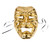 Plastic Gold Tragedy Mask - With a choice between comedy or tragedy, this mask is made from plastic with a shimmery gold finish, it’s perfect for wall décor, party accents, or as a vibrant addition to Mardi Gras festivities. It includes black ribbon ties for hanging. Measures 24in.