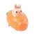 Press and Go Carrot Car. This plastic carrot shaped car has a cute bunny driver that when pressed down will make the car go forward on a smooth surface. Measures 4in x 4.5in.