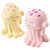 Stretchy Jelly Fish. Available in yellow, purple, or pink, these smiling jelly fish, filled with sand, can be stretched and squished. Desired color not guaranteed. Package includes 1 count toy measuring 3in.