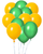 Dozen Balloons Grouped together 6 school bus yellow and 6 Mid Green