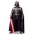 Life-size Cardboard Standee of Darth Vader. Darth Vader stands with his arms at his sides, holding a red light saber in his right hand. This cut out measures 36 inches wide by 75 inches tall, with 8in easel depth. Print is on one side.