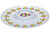 Mardi Gras Fleur de Lis Melamine Chips & Dip Platter. This white platter features a border of purple, green, and gold fleur de lis, with a harlequin pattern center section perfect for holding your favorite dip. Measures 13.5in.