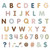 These sheets of punch out letters, numbers, and punctuation are in a simple font with neutral colors. Package includes 259 count cutouts total, with 180 count uppercase letters, 30 count numbers (0 - 9), 37 count punctuation marks, and 12 count Spanish accent marks. The largest pieces measure about 2in. Sizes will vary for each piece.