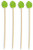 Summer Cocktail Picks - Tropical Leaf. These wooden picks feature colorful wooden toppers with painted details on one side, including green tropical leaves or flamingos. Flamingos include different shades of pink, amount of each color varies. Desired style not guaranteed. Package includes 24 count 5in picks.