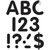 These sheets of adhesive letters, numbers, and punctuation are in a simple black font. They are removable and can be repositioned. Package includes 108 count cutouts total, with 70 count uppercase letters, 20 count numbers (0 - 9), and 18 count punctuation marks. The largest pieces measure about 4in. Sizes will vary for each piece.