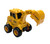Construction Zone Vehicle Toy - Style 1. This articulated plastic dark yellow and black toy can be rolled and posed. Package includes 1 count toy measuring about 4.25in tall x 6in long x 3.5in wide. Desired style not guaranteed.